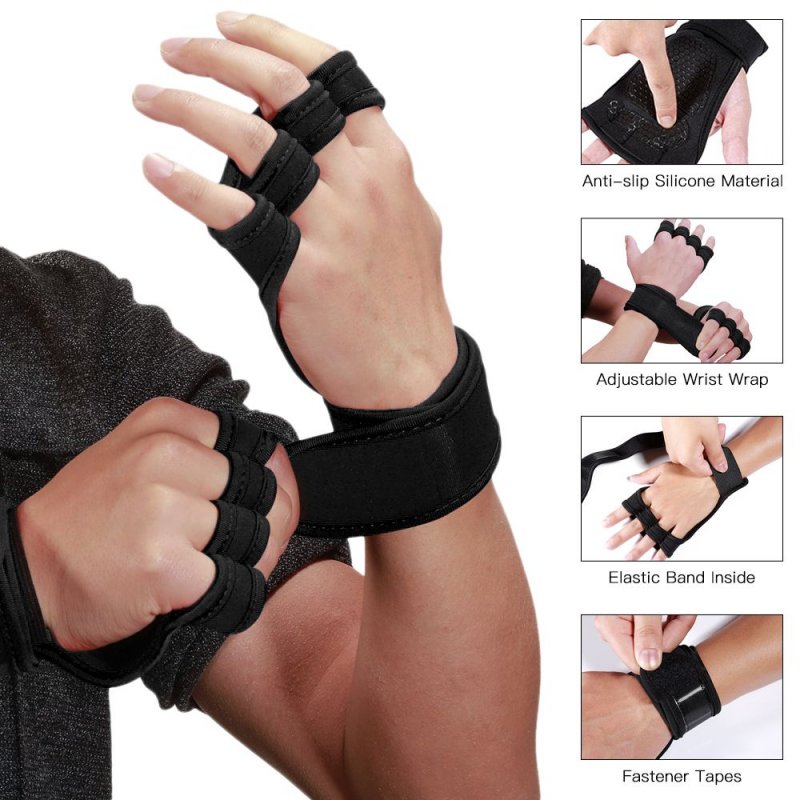 Lifting Gloves Workout Gloves with Integrated Wrist Wraps Anti-slip Hand Protector for Weight Lifting Powerlifting Pull Ups