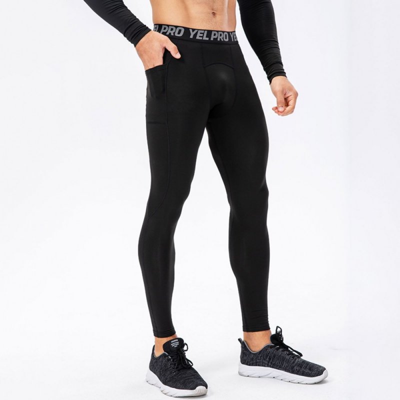 Men Sport Pants Fleece Warm Bodycon Stretchy Moisture-wicking Pocket Running Workout Sportswear