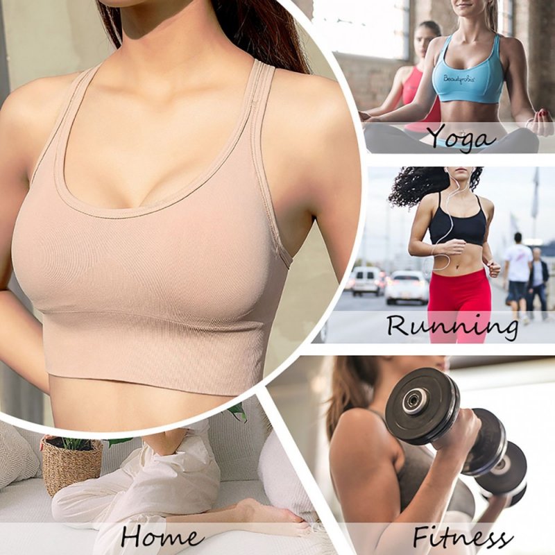 Women Sports Bra Hollow Out Criss-Cross Back Padded Wireless Push Up Yoga Running Crop Top Athletic Sportswear