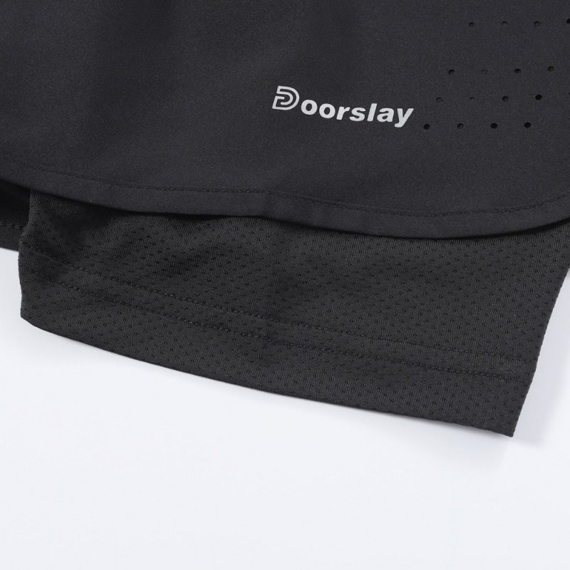 Doorslay Men's 2-in-1 Running Shorts Quick Drying Breathable Active Training Exercise Jogging Cycling Shorts with Longer Liner