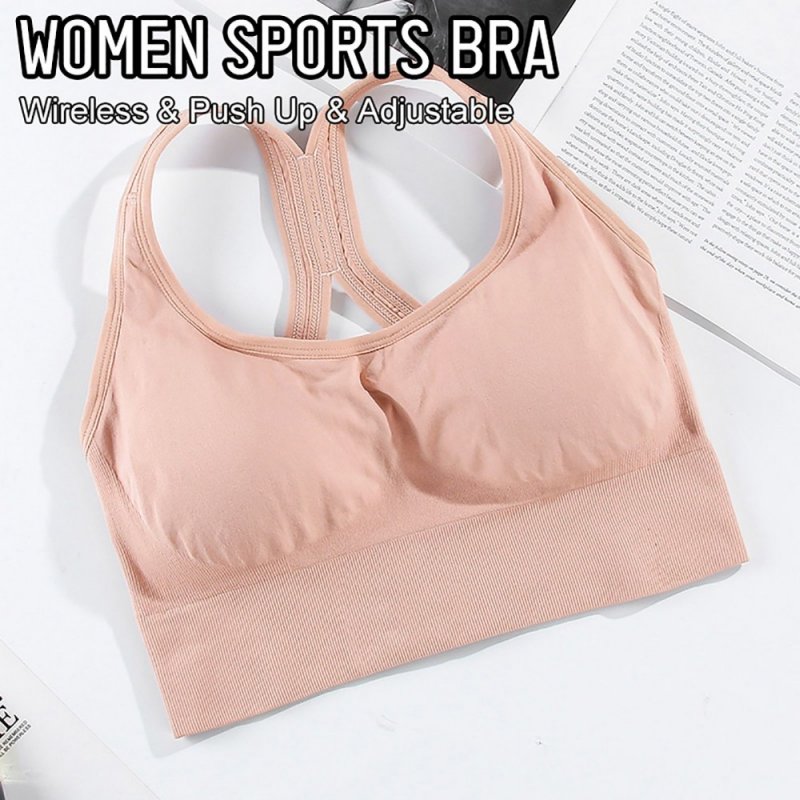 Women Sports Bra Hollow Out Criss-Cross Back Padded Wireless Push Up Yoga Running Crop Top Athletic Sportswear